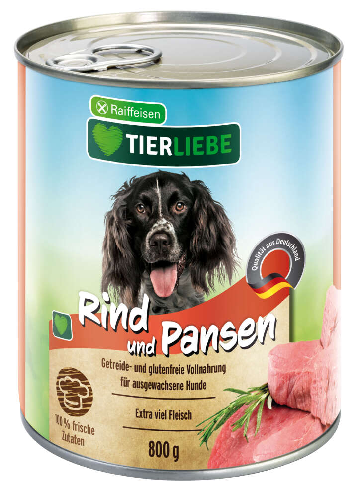 TIERLIEBE Hunde-Nassfutter Rind und Pansen